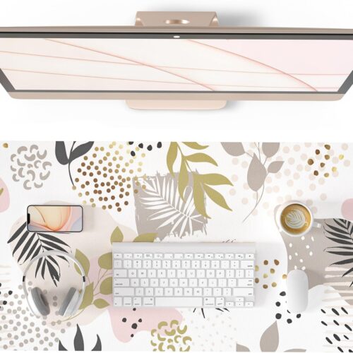 QIYI Alfombrilla de mouse grande con patrón exótico para escritorio, decoración de oficina para mujeres y niñas, accesorios de escritorio, alfombrilla de mouse impermeable de piel sintética, tapete de