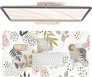 QIYI Alfombrilla de mouse grande con patrón exótico para escritorio, decoración de oficina para mujeres y niñas, accesorios de escritorio, alfombrilla de mouse impermeable de piel sintética, tapete de