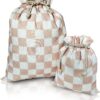 Bolsas de regalo con cordón de ajuste, 20 pulgadas, grandes, 12 pulgadas, pequeñas, lona de alta calidad, envoltura de tela reutilizable para todas las ocasiones, cumpleaños, baby shower, damas, rosa
