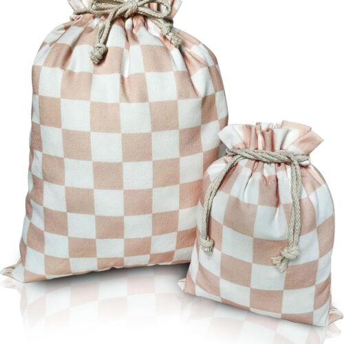 Bolsas de regalo con cordón de ajuste, 20 pulgadas, grandes, 12 pulgadas, pequeñas, lona de alta calidad, envoltura de tela reutilizable para todas las ocasiones, cumpleaños, baby shower, damas, rosa