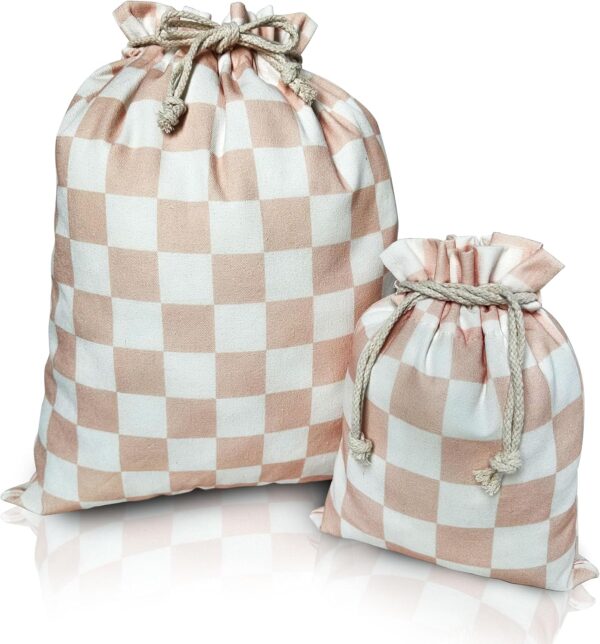 Bolsas de regalo con cordón de ajuste, 20 pulgadas, grandes, 12 pulgadas, pequeñas, lona de alta calidad, envoltura de tela reutilizable para todas las ocasiones, cumpleaños, baby shower, damas, rosa
