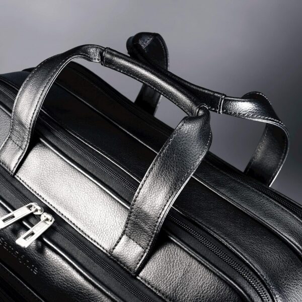 Samsonite Maletín extensible de cuero de 17 pulgadas, Negro -, Maletín extensible de cuero