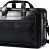 Samsonite Maletín extensible de cuero de 17 pulgadas, Negro -, Maletín extensible de cuero