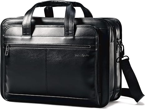 Samsonite Maletín extensible de cuero de 17 pulgadas, Negro -, Maletín extensible de cuero