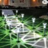 Luces solares para exteriores, paquete de 15 luces solares impermeables de acero inoxidable para camino, jardín, patio, camino, entrada, césped, patio, decoración exterior, color blanco frío