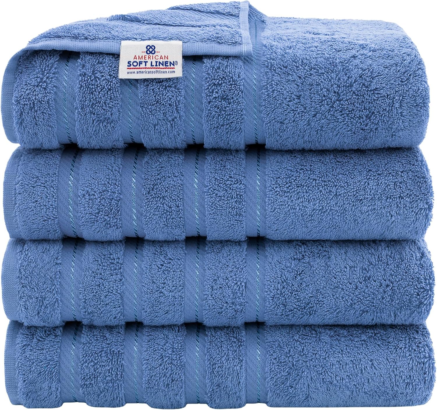 American Soft Linen – Juego de 4 toallas de baño, 100% de algodón turco de 27 x 54 pulgadas, toallas de baño extragrandes, toallas para ducha, color azul eléctrico