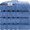 American Soft Linen - Juego de 4 toallas de baño, 100% de algodón turco de 27 x 54 pulgadas, toallas de baño extragrandes, toallas para ducha, color azul eléctrico