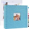 Mublalbum Álbum de fotos DIY de 10 x 10 pulgadas con 20 fundas de plástico, 40 páginas, cubierta de lino, carpeta de 3 anillos para boda, bebé, familia y proyectos de bricolaje (azul)