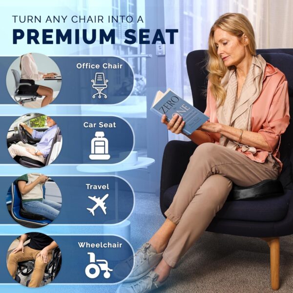 ComfiLife Cojín de asiento de gel + espuma viscoelástica de alta calidad, cojín para silla de oficina, cojín de asiento de automóvil, cojines de silla para aliviar el dolor de espalda y ciática,