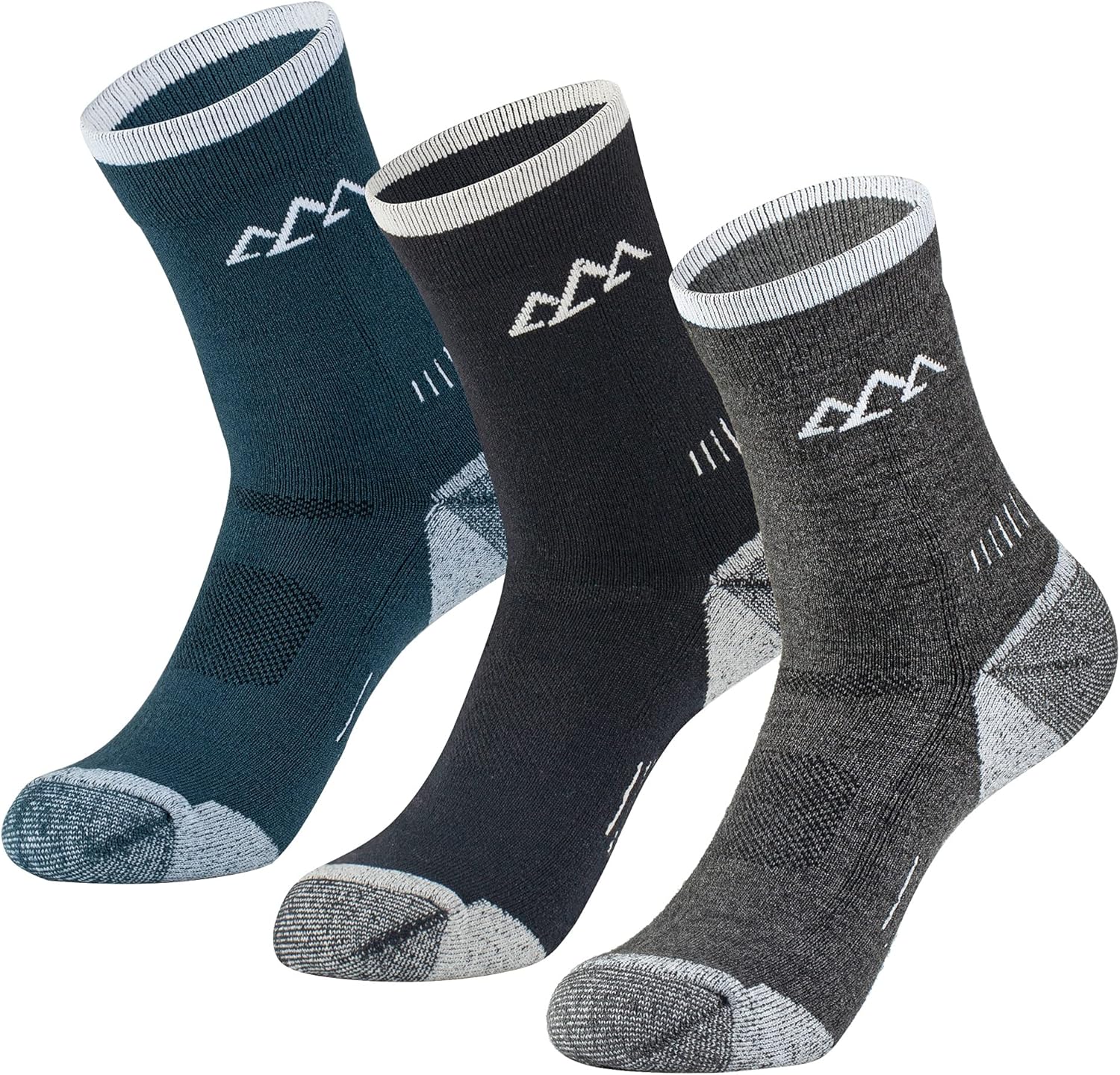 innotree 3 Pack Men’s Merino Wool Hiking Socks, Micro Crew Cushioned Hiking Walking Socks Moisture Wicking Trekking Socks