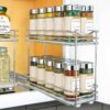 LYNK PROFESSIONAL® – Organizador extraíble de especias para armario, 4-1/4 pulgadas de ancho, estante deslizante, organizador de especias, 2 niveles, cromado