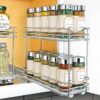 LYNK PROFESSIONAL® - Organizador extraíble de especias para armario, 4-1/4 pulgadas de ancho, estante deslizante, organizador de especias, 2 niveles, cromado