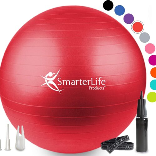 SmarterLife - Pelota de yoga y ejercicio para fitness, equilibrio, estabilidad o embarazo, pelota para entrenamiento de tronco y terapia física, silla para oficina, no se estalla y es antideslizante