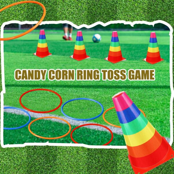 Leitee Juego de 6 juegos de lanzamiento de anillos de maíz de caramelo, conos de plástico, juego de lanzamiento de anillo, mini juego de lanzamiento de conos de tráfico para entrenamiento deportivo,