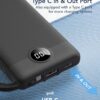 VRURC Cargador portátil con cables integrados, cargador de batería externa de 10000 mAh de viaje Essentials, 5 salidas y 2 entradas, pantalla LED externa, compatible con iPhone, Samsung, Android,