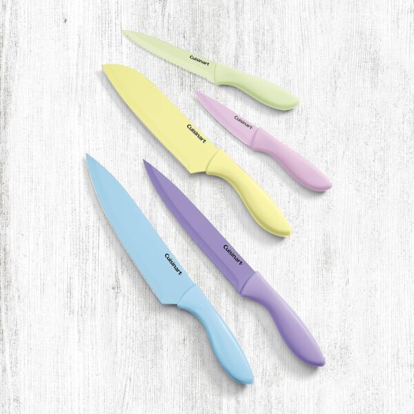 Cuisinart C55-10PCPL - Juego de cuchillos recubiertos de cerámica con fundas protectoras de hoja (juego de 10 piezas) en colores pastel brillante