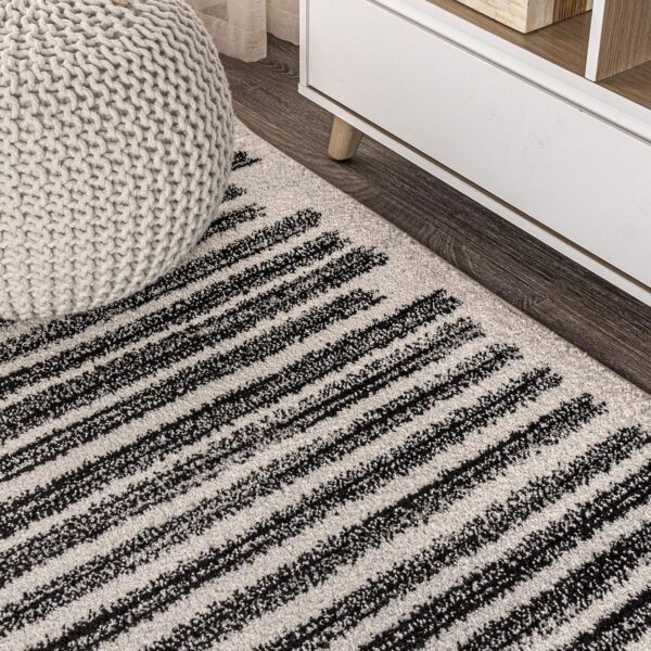 JONATHAN Y MOH207A-28 Khalil - Alfombra moderna a rayas bereberes para interiores, estilo granja, bohemio, minimalista, a rayas, fácil de limpiar, para dormitorio, cocina, sala de estar, no se